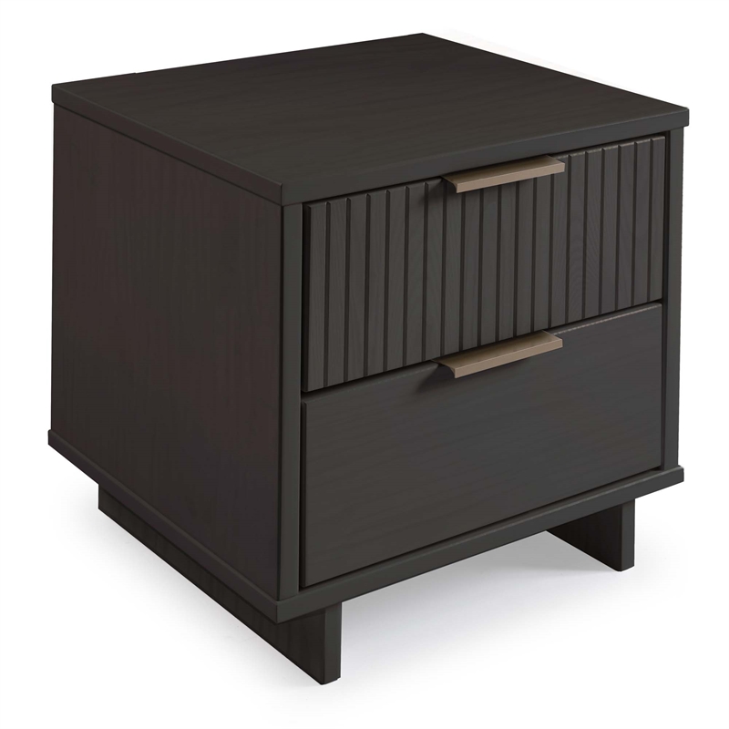 Manhattan Comfort Granville Nightstand 2.0 in Dark Gray - Solid Wood - Set of 2