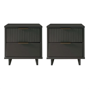 Manhattan Comfort Granville Nightstand 2.0 in Dark Gray - Solid Wood - Set of 2