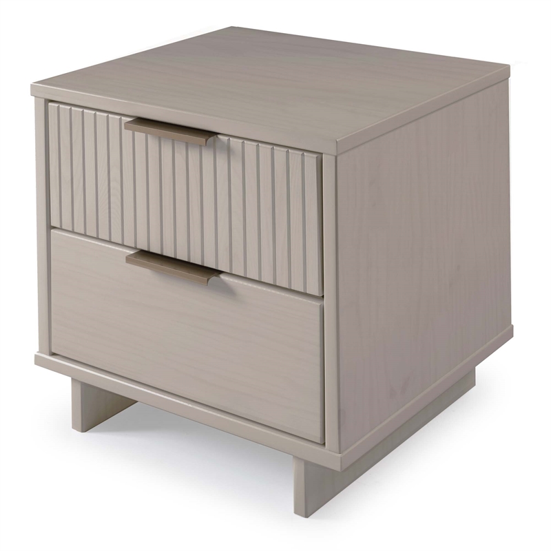 Manhattan Comfort Granville Nightstand 2.0 in Light Gray - Solid Wood - Set of 2