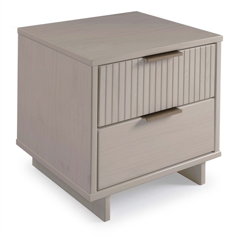 Manhattan Comfort Granville Nightstand 2.0 in Light Gray - Solid Wood - Set of 2