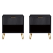 Manhattan Comfort DUMBO 1.0 Nightstand in Black - Engineered Wood - Set of 2