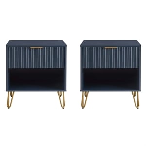 Manhattan Comfort DUMBO 1.0 Nightstand -Midnight Blue -Engineered Wood -Set of 2