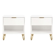 Manhattan Comfort DUMBO 1.0 Nightstand in White - Engineered Wood - Set of 2