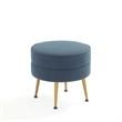 Bailey Ottoman in Blue with Gold Feet and Solid Wood Base - Set of 2