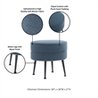 Bailey Ottoman in Blue with Gold Feet and Solid Wood Base - Set of 2