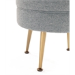 Bailey Ottoman in Gray with Gold Feet and Solid Wood Base - Set of 2