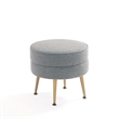 Bailey Ottoman in Gray with Gold Feet and Solid Wood Base - Set of 2