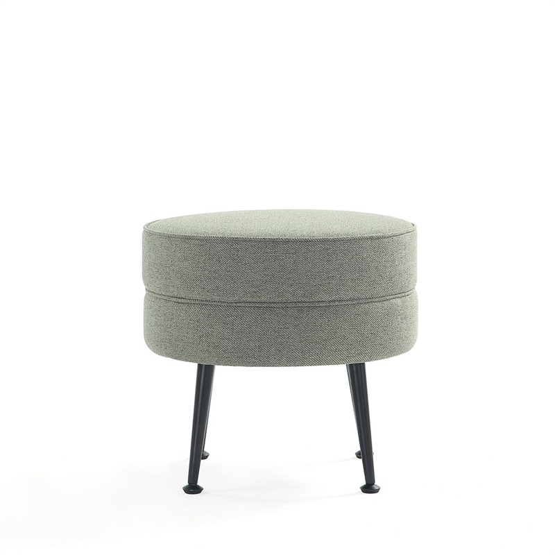 Bailey Ottoman in Sage Green with Solid Wood Frame and Black Feet - Set of 2