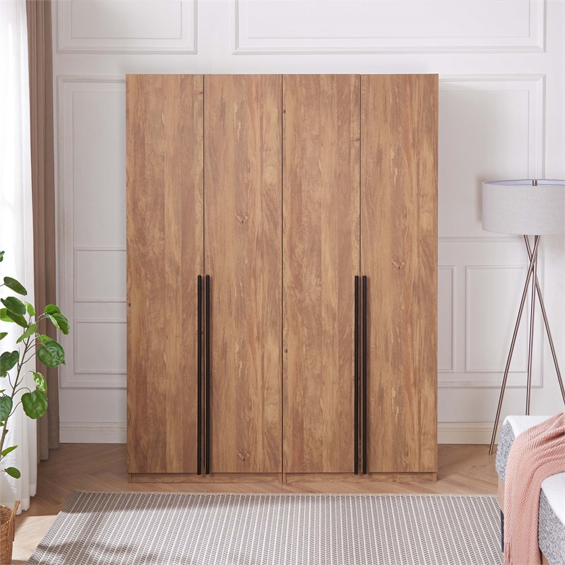 Lee Wardrobe Closet 2.0 from Engineered Wood in Golden Brown - Set of 2