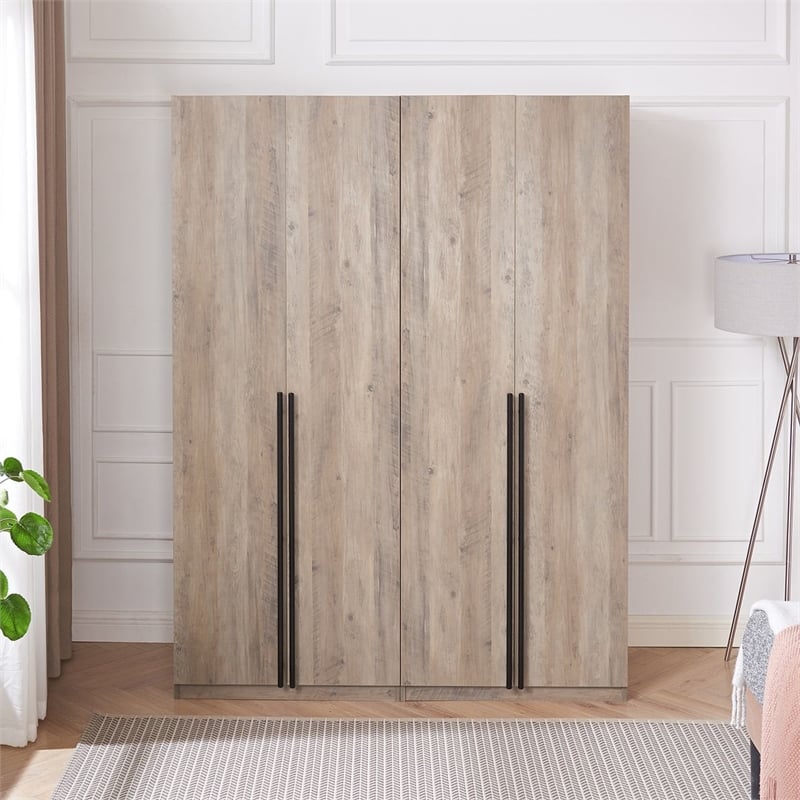 Lee Wardrobe Closet 2.0 from Engineered Wood in Rustic Gray - Set of 2