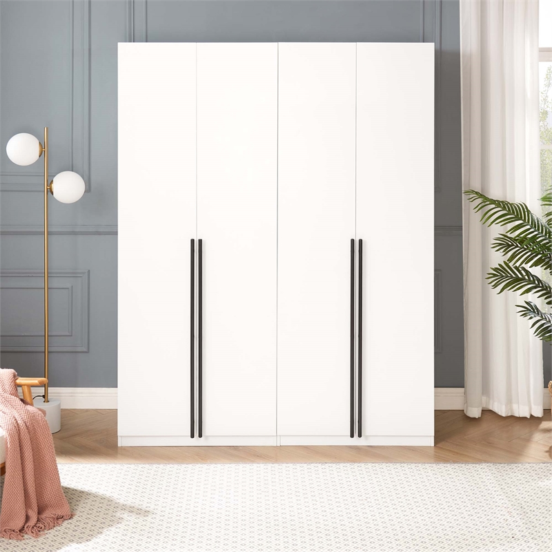 Lee Wardrobe Closet 3.0 from Engineered Wood in White - Set of 2