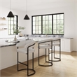 Manhattan Comfort Augusta Barstool with Metal Base in Light Gray - Set of 3