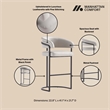 Manhattan Comfort Augusta Barstool with Metal Base in Light Gray - Set of 3