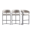 Manhattan Comfort Augusta Barstool with Metal Base in Light Gray - Set of 3
