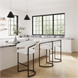 Manhattan Comfort Augusta Barstool with Metal Base in White - Set of 3