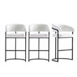 Manhattan Comfort Augusta Barstool with Metal Base in White - Set of 3