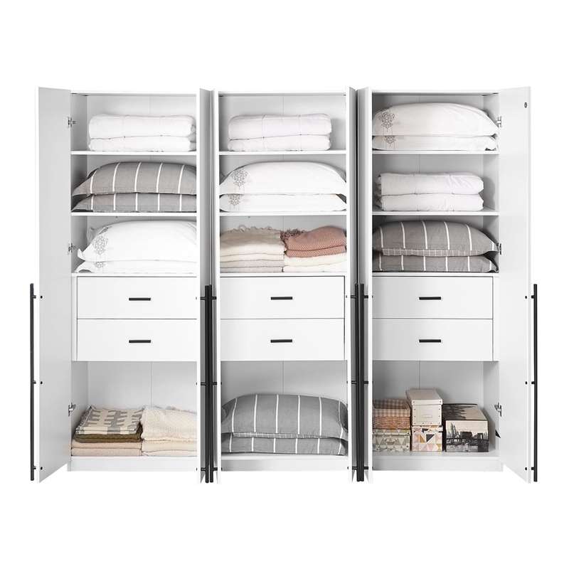 Manhattan Comfort Lee Wardrobe Closet 1.0 in White - Engineered Wood - Set of 3