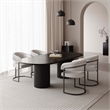 Manhattan Comfort Augusta Dining Chair with Metal Base in Light Gray - Set of 4