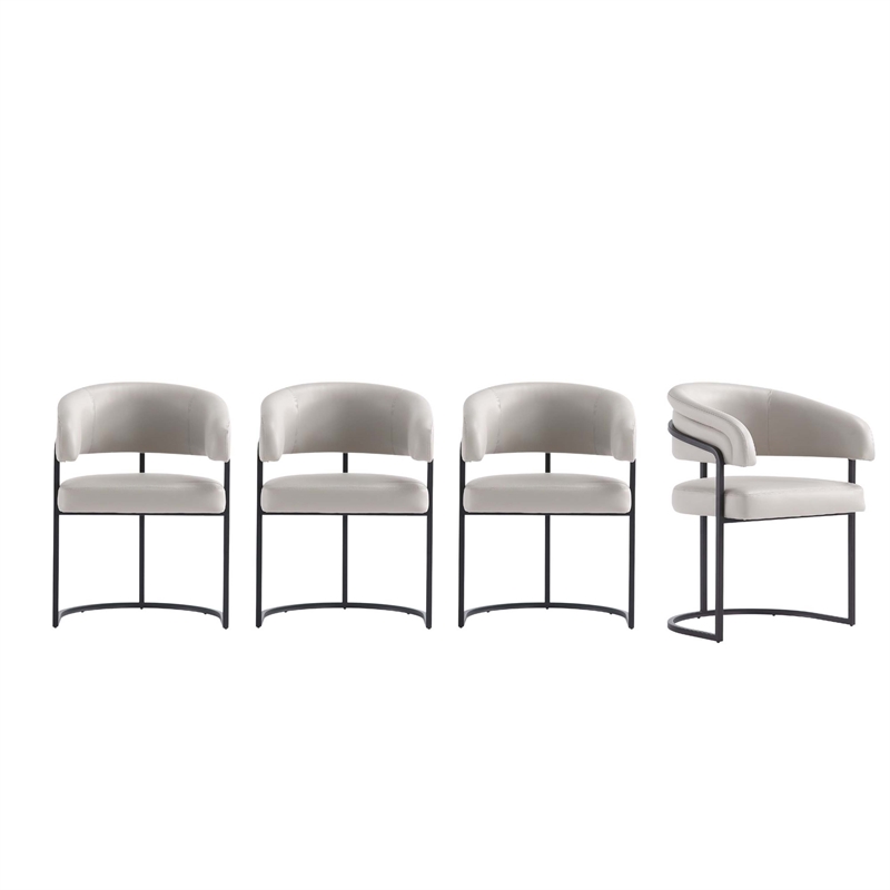 Manhattan Comfort Augusta Dining Chair with Metal Base in Light Gray - Set of 4