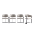 Manhattan Comfort Augusta Dining Chair with Metal Base in Light Gray - Set of 4
