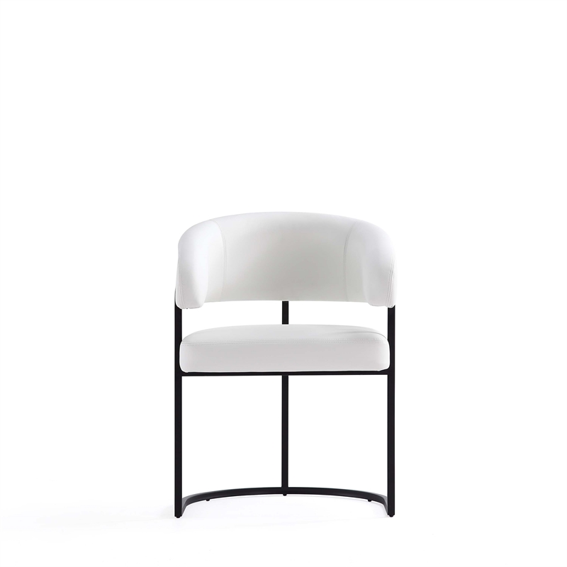 Manhattan Comfort Augusta Dining Chair with Metal Base in White - Set of 4