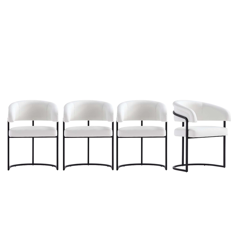 Manhattan Comfort Augusta Dining Chair with Metal Base in White - Set of 4