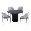 5-Piece Hathaway 47.24 Round Solid Wood Table with 4 Flor Dining Chairs in Gray