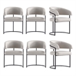 Manhattan Comfort Augusta Dining Chair with Metal Base in Light Gray (Set of 6)