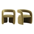Corvette Dining Chairs with Solid Wood Base in Olive Green - Set of 2