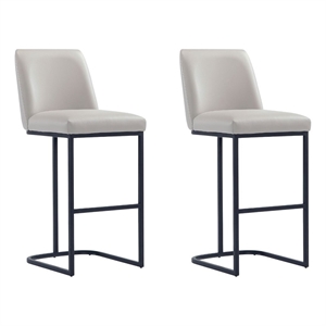 Manhattan Comfort Serena Barstool with Metal Base in Light Gray (Set of 2)