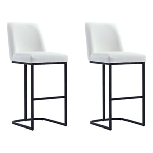 Manhattan Comfort Serena Barstool with Metal Base in White (Set of 2)