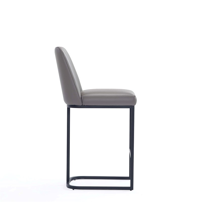 Manhattan Comfort Serena Counter Stool with Metal Base in Gray (Set of 2)