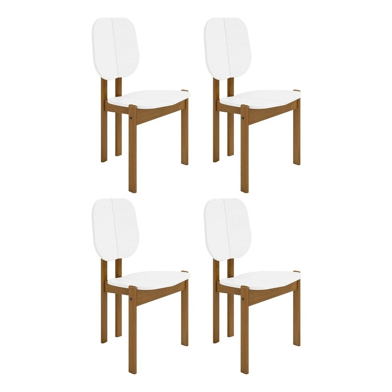 Manhattan Comfort Gales Dining Chair from Engineered Wood in White - Set of 4