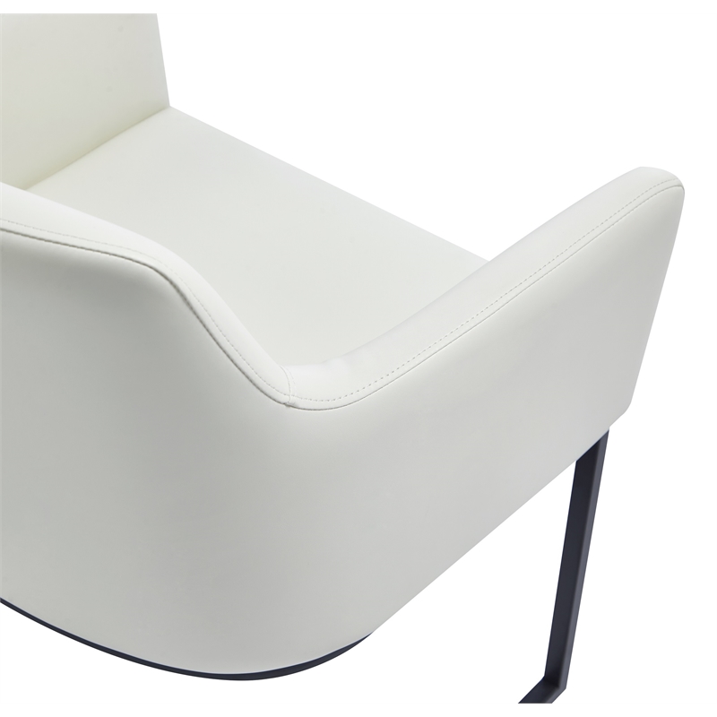 Serena Upholstered Dining Armchair with Steel Base in Cream - Set of 2