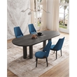 Kara Upholstered Dining Side Chair from Solid Wood in Blue- Set of 4