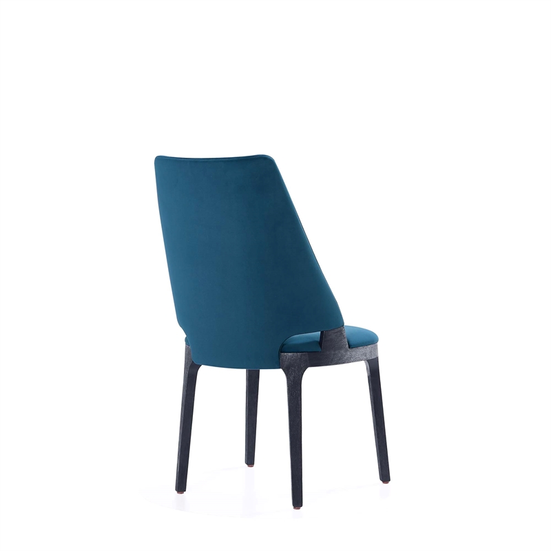 Kara Upholstered Dining Side Chair from Solid Wood in Blue- Set of 4