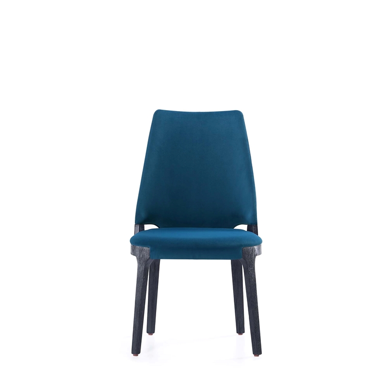 Kara Upholstered Dining Side Chair from Solid Wood in Blue- Set of 4