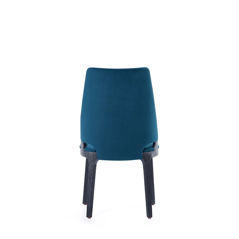 Kara Upholstered Dining Side Chair from Solid Wood in Blue- Set of 4