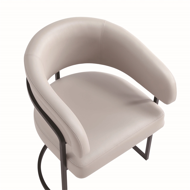 Manhattan Comfort Augusta Dining Chair with Metal Base in Light Gray - Set of 2
