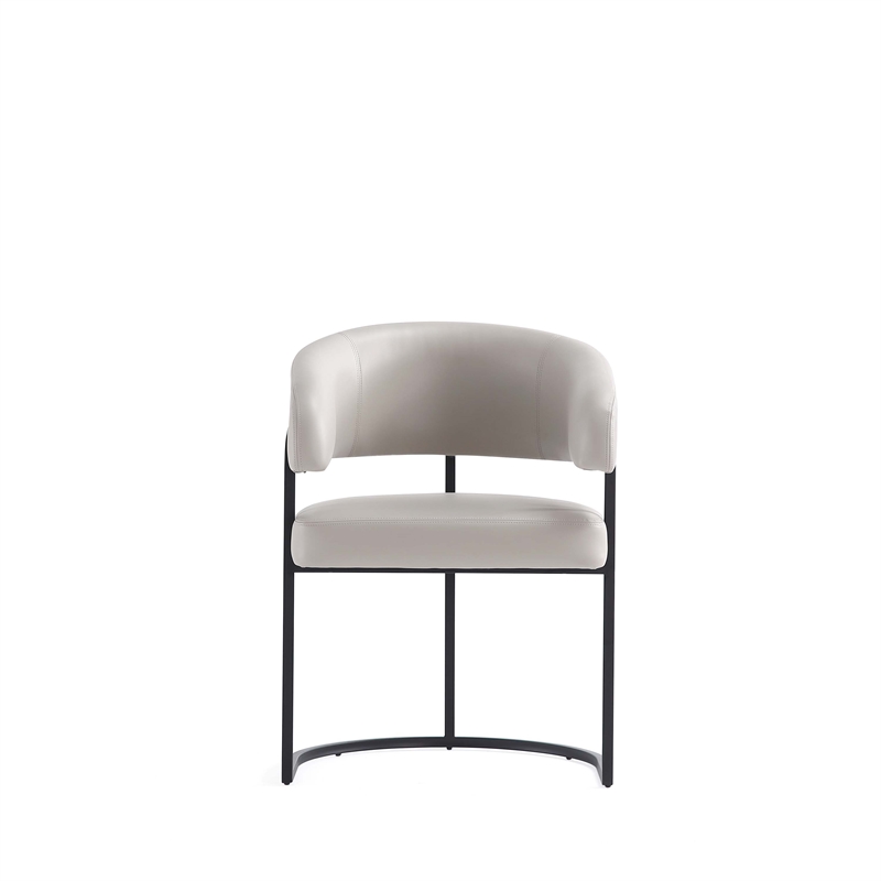 Manhattan Comfort Augusta Dining Chair with Metal Base in Light Gray - Set of 2