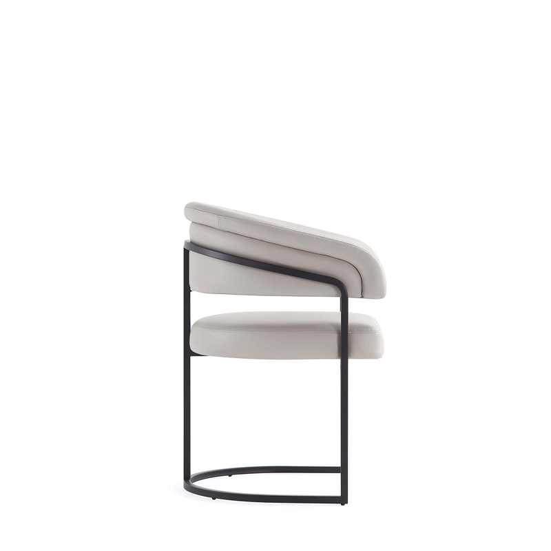 Manhattan Comfort Augusta Dining Chair with Metal Base in Light Gray - Set of 2