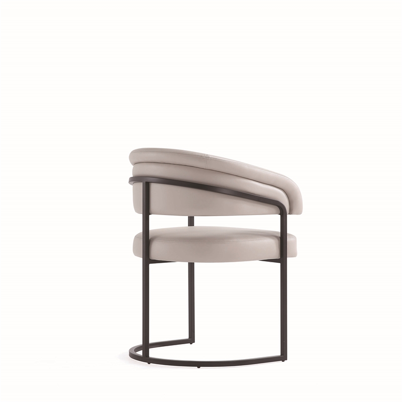Manhattan Comfort Augusta Dining Chair with Metal Base in Light Gray - Set of 2