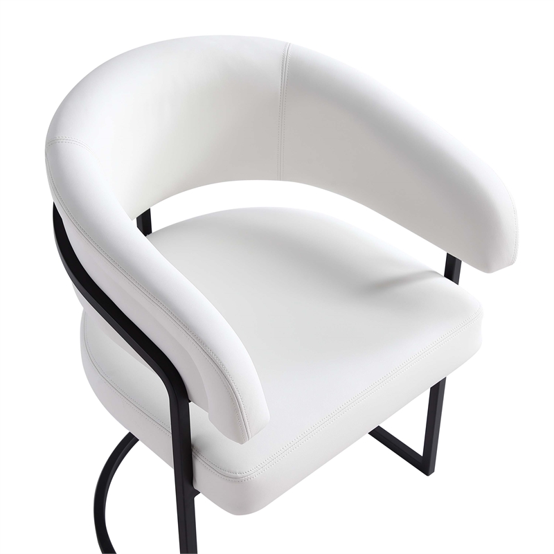 Manhattan Comfort Augusta Dining Chair with Metal Base in White - Set of 2