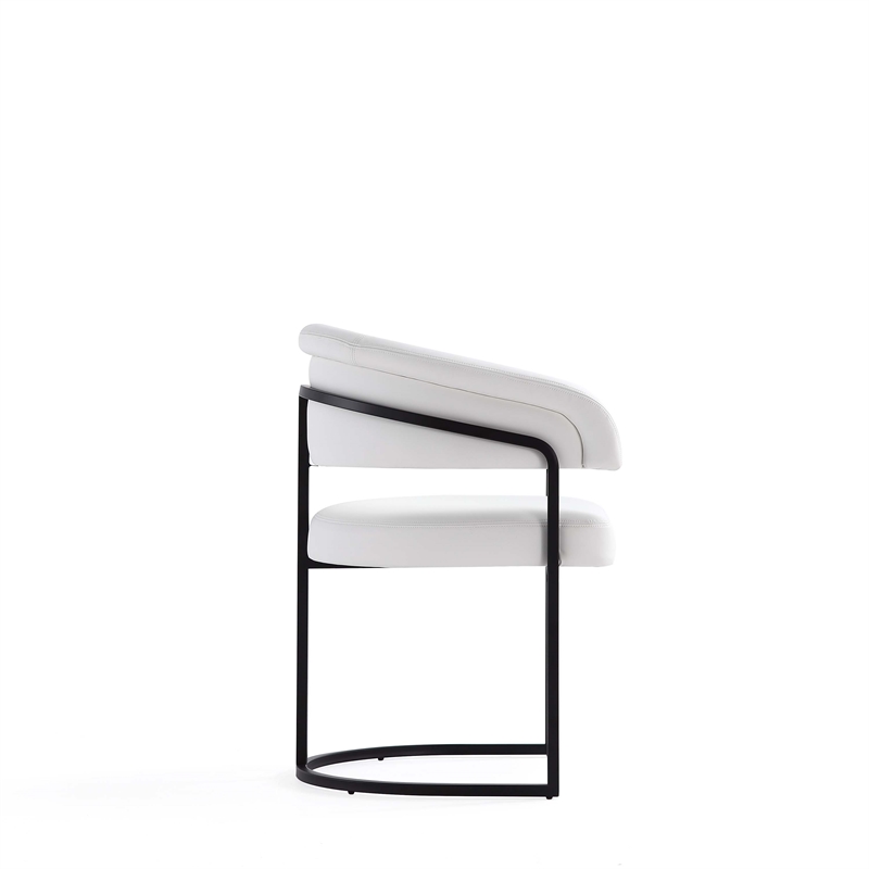 Manhattan Comfort Augusta Dining Chair with Metal Base in White - Set of 2