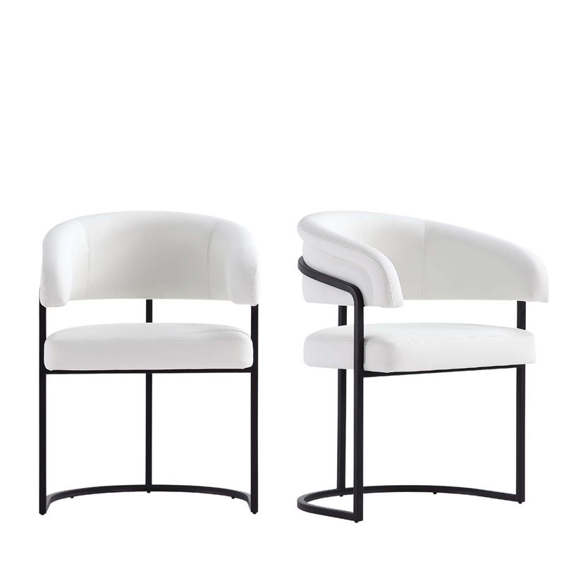 Manhattan Comfort Augusta Dining Chair with Metal Base in White - Set of 2