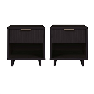 Granville Nightstand 1.0 made from Solid Wood in Black - Set of 2