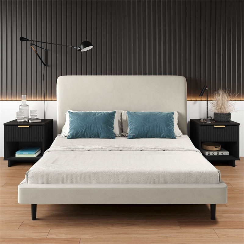 Granville Nightstand 1.0 made from Solid Wood in Black - Set of 2