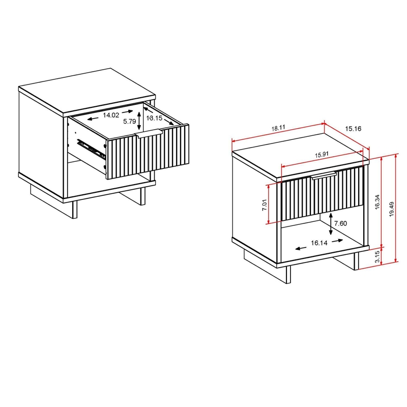 Granville Nightstand 1.0 made from Solid Wood in Black - Set of 2