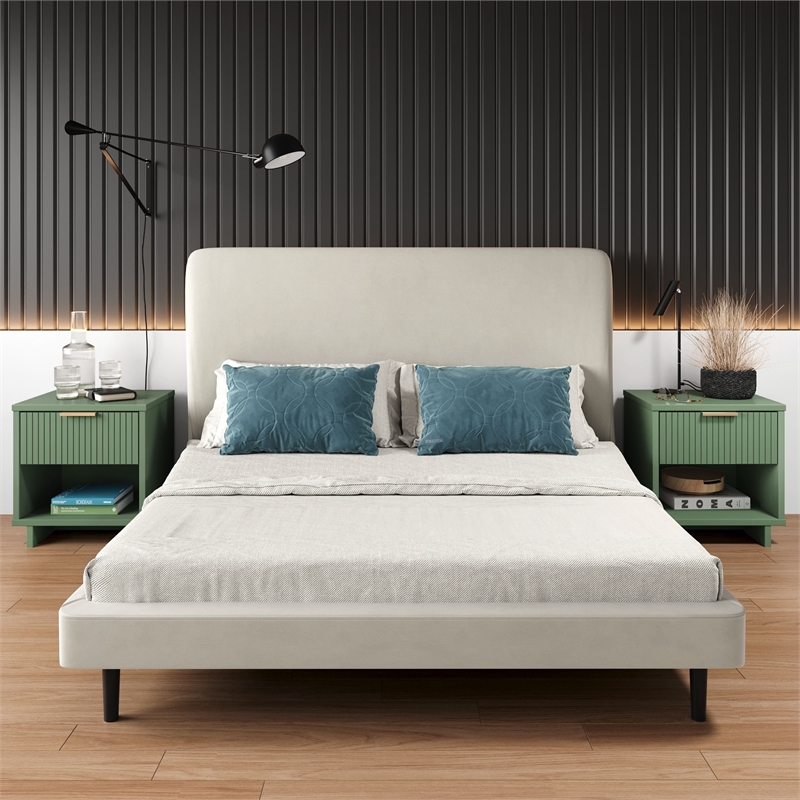 Granville Nightstand 1.0 made from Solid Wood in Sage Green - Set of 2
