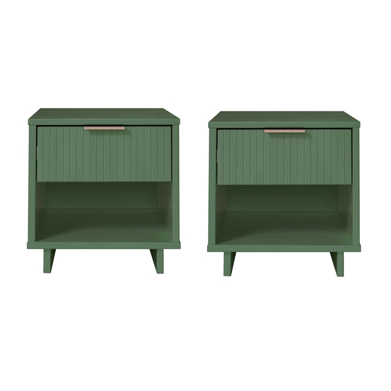 Granville Nightstand 1.0 made from Solid Wood in Sage Green - Set of 2